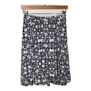 LuLaRoe Womens Skirt Small Black White Floral A Line Pull On Stretch Casual